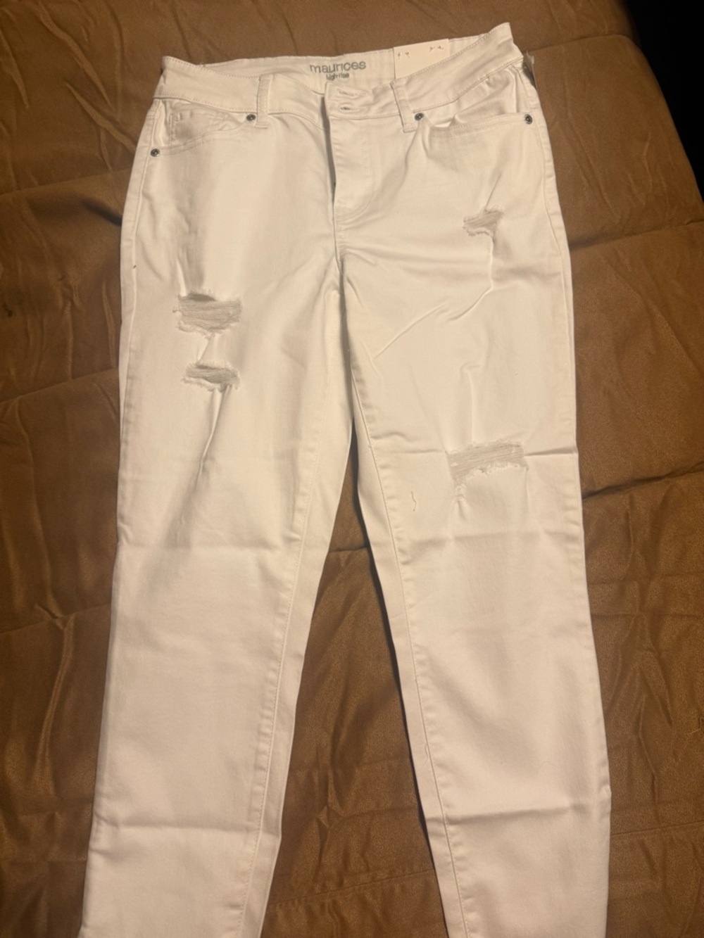 Maurices White Skinny Jeans with Distressed Rips